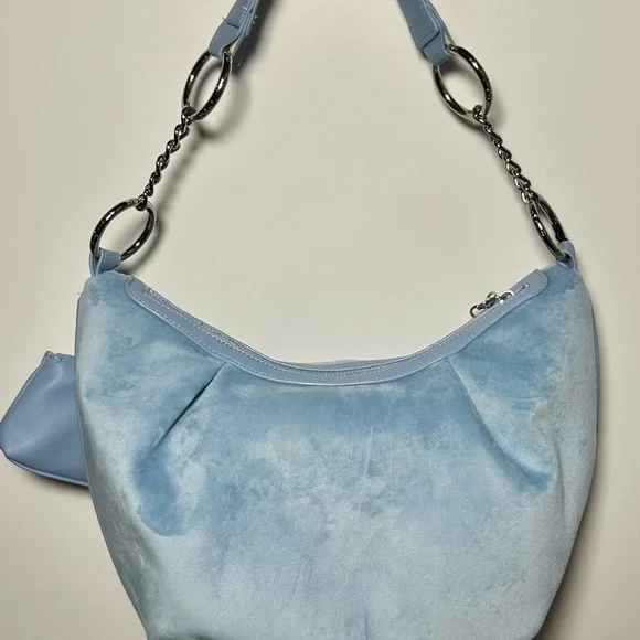 NWT Juicy Couture Queen Couture Hobo Sloucy Shoulder Bag w wallet, bracelet blue - Picture 16 of 17